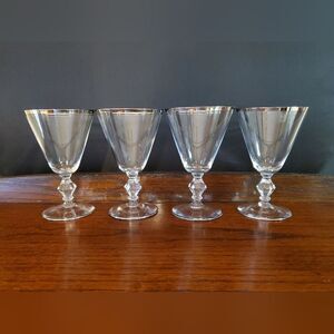 MCM 1960's era Brookmere Platinum Glastonbury Lotus Water Glasses 5.75" tall